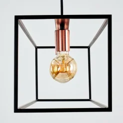 Lampes Vintages & Rétros-hofstein Suspension Yuhigaoka Cuivre, Noir, 5 lumières