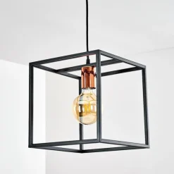 Lampes Vintages & Rétros-hofstein Suspension Yuhigaoka Cuivre, Noir, 1 lumière