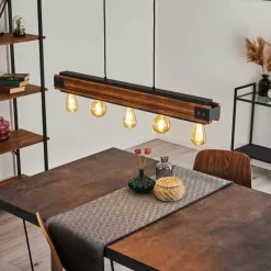 Lampes Vintages & Rétros-hofstein Suspension Yuma Noir, 5 lumières