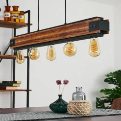 Lampes Vintages & Rétros-hofstein Suspension Yuma Noir, 5 lumières