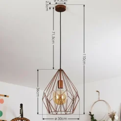 Lampes Vintages & Rétros-hofstein Suspension Zarembo Cuivre, 1 lumière