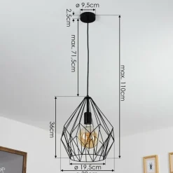 Lampes Vintages & Rétros-hofstein Suspension Zarembo Noir, 1 lumière