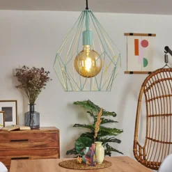 Lampes Vintages & Rétros-hofstein Suspension Zarembo Vert, 1 lumière