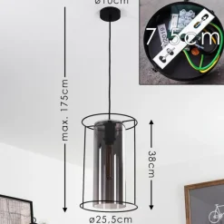 Suspension Verre Fumé-hofstein Suspension Zento Noir, 1 lumière