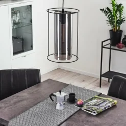 Suspension Verre Fumé-hofstein Suspension Zento Noir, 1 lumière