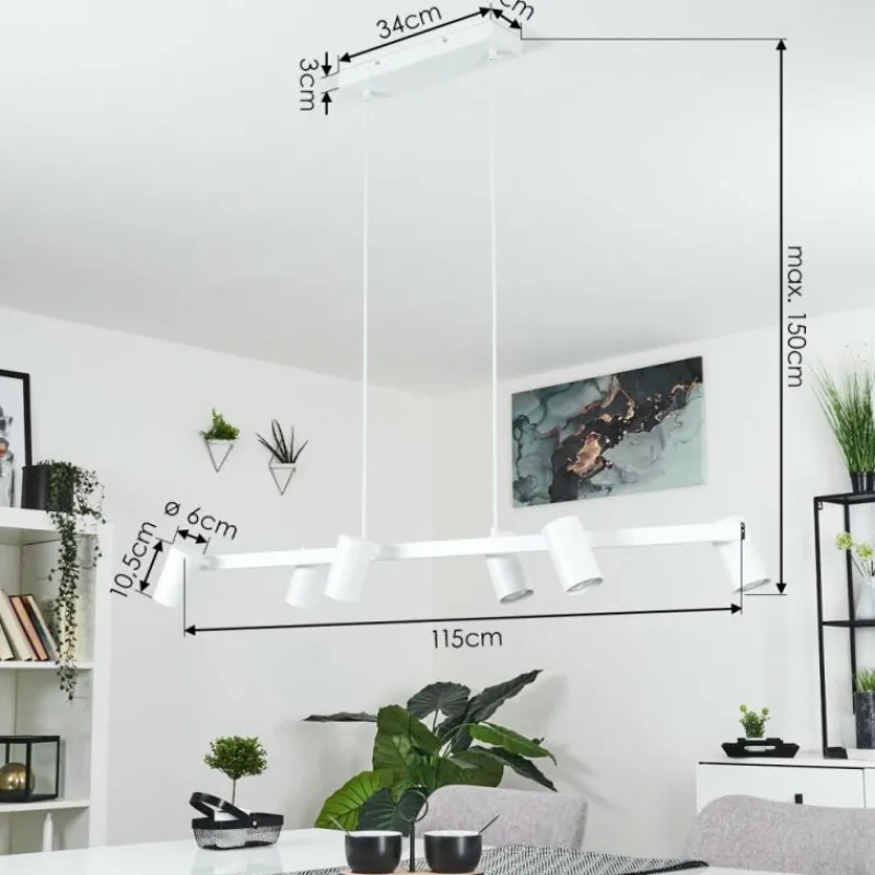 Luminaires Scandinaves-hofstein Suspension Zuoz Blanc, 6 lumières