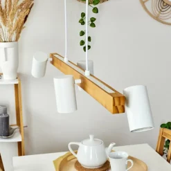 Luminaires Scandinaves-Lampe Suspension Zuoz Écru, Blanc, 4 lumières