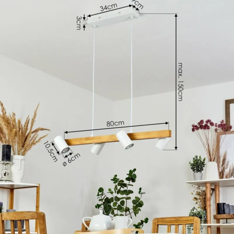 Luminaires Scandinaves-Lampe Suspension Zuoz Écru, Blanc, 4 lumières
