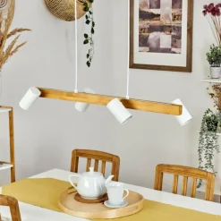 Luminaires Scandinaves-Lampe Suspension Zuoz Écru, Blanc, 4 lumières