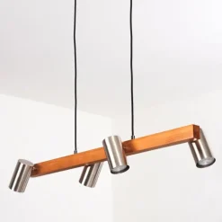 Lampes Industrielles-hofstein Suspension Zuoz Écru, Nickel mat, 4 lumières