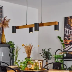 Luminaires Scandinaves-hofstein Suspension Zuoz Écru, Noir, 4 lumières