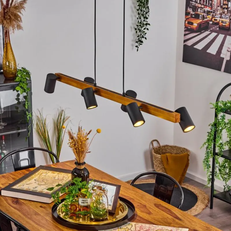 Luminaires Scandinaves-hofstein Suspension Zuoz Écru, Noir, 6 lumières