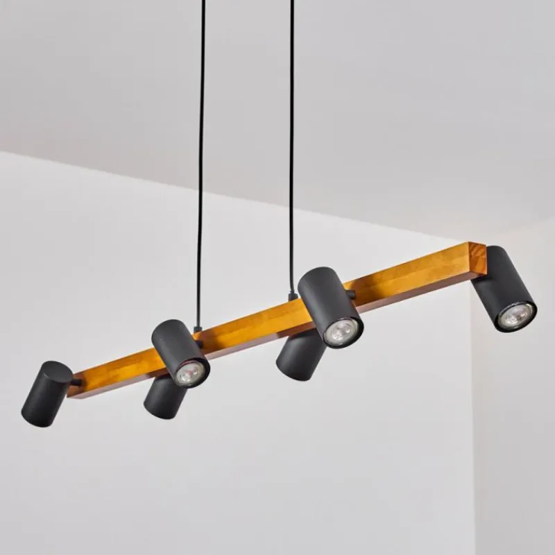 Luminaires Scandinaves-hofstein Suspension Zuoz Écru, Noir, 6 lumières