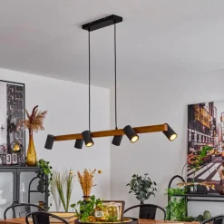Luminaires Scandinaves-hofstein Suspension Zuoz Écru, Noir, 6 lumières