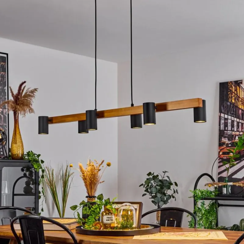 Luminaires Scandinaves-hofstein Suspension Zuoz Écru, Noir, 6 lumières