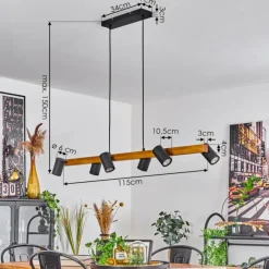 Luminaires Scandinaves-hofstein Suspension Zuoz Écru, Noir, 6 lumières