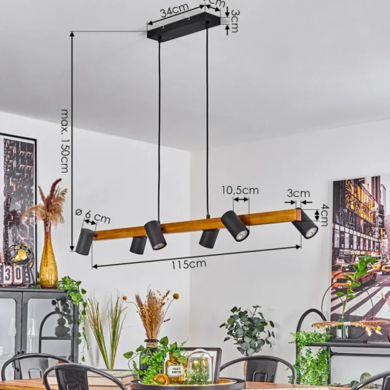 Luminaires Scandinaves-hofstein Suspension Zuoz Écru, Noir, 6 lumières