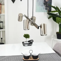Lampes Industrielles-hofstein Suspension Zuoz Nickel mat, 4 lumières