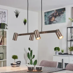 Lampes Industrielles-hofstein Suspension Zuoz Nickel mat, 4 lumières