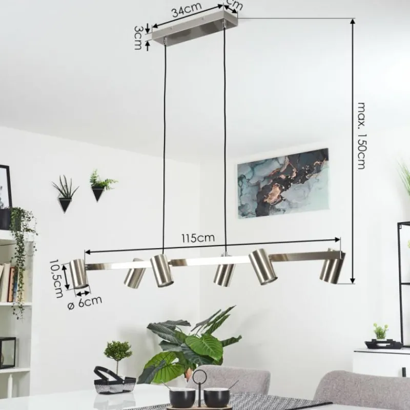 Luminaires Scandinaves-hofstein Suspension Zuoz Nickel mat, 6 lumières