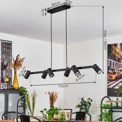 Luminaires Scandinaves-hofstein Suspension Zuoz Noir, 6 lumières