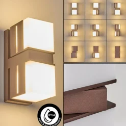 hofstein Swanek Lampe murale d´extérieur, Applique murale LED Rouille, 2 lumières