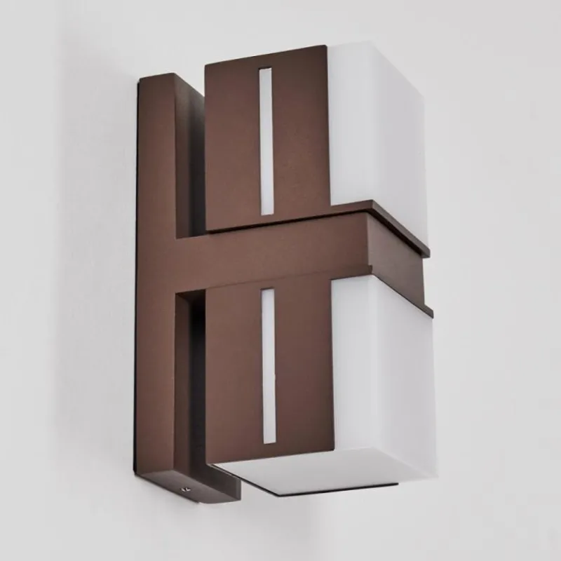 hofstein Swanek Lampe murale d´extérieur, Applique murale LED Rouille, 2 lumières