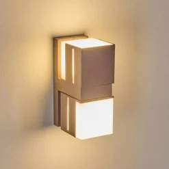 hofstein Swanek Lampe murale d´extérieur, Applique murale LED Rouille, 2 lumières