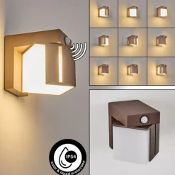 hofstein Swanek Lampe murale d´extérieur, Applique murale LED Rouille, 1 lumière, Détecteur de mouvement