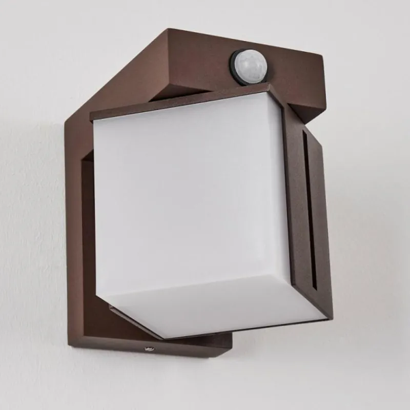 hofstein Swanek Lampe murale d´extérieur, Applique murale LED Rouille, 1 lumière, Détecteur de mouvement