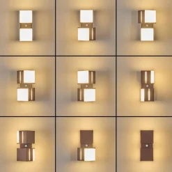 hofstein Swanek Lampe murale d´extérieur, Applique murale LED Rouille, 2 lumières, Détecteur de mouvement