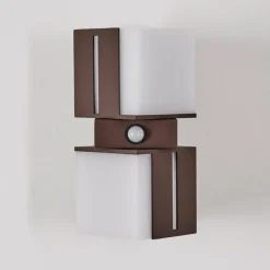 hofstein Swanek Lampe murale d´extérieur, Applique murale LED Rouille, 2 lumières, Détecteur de mouvement