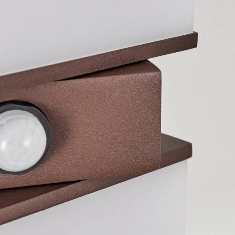 hofstein Swanek Lampe murale d´extérieur, Applique murale LED Rouille, 2 lumières, Détecteur de mouvement