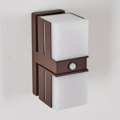 hofstein Swanek Lampe murale d´extérieur, Applique murale LED Rouille, 2 lumières, Détecteur de mouvement