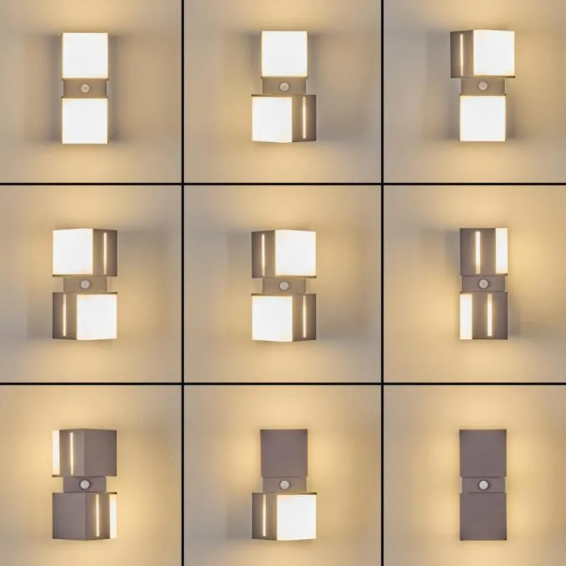 hofstein Swanek Lampe murale d´extérieur, Applique murale LED Anthracite, 2 lumières, Détecteur de mouvement