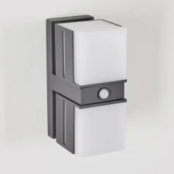 hofstein Swanek Lampe murale d´extérieur, Applique murale LED Anthracite, 2 lumières, Détecteur de mouvement