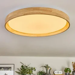 Luminaires Scandinaves-hofstein Tabernas Plafonnier LED Écru, Blanc, 1 lumière, Télécommandes