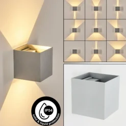 hofstein Tamarin Lampe murale d´extérieur, Luminaire Up & Down, Applique murale LED Gris, Argenté, 1 lumière