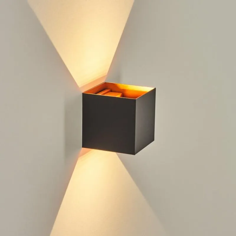 hofstein Tamarin Lampe murale d´extérieur, Luminaire Up & Down, Applique murale LED Cuivre, Noir, 1 lumière