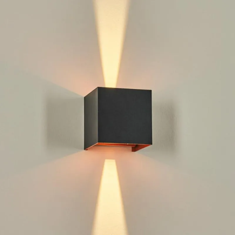 hofstein Tamarin Lampe murale d´extérieur, Luminaire Up & Down, Applique murale LED Cuivre, Noir, 1 lumière