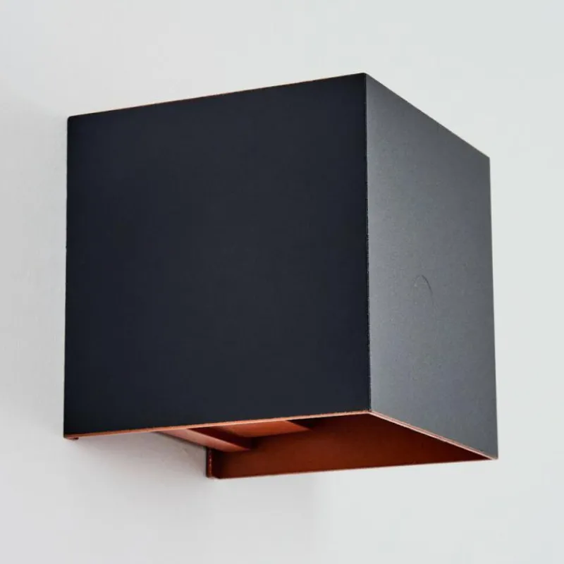 hofstein Tamarin Lampe murale d´extérieur, Luminaire Up & Down, Applique murale LED Cuivre, Noir, 1 lumière