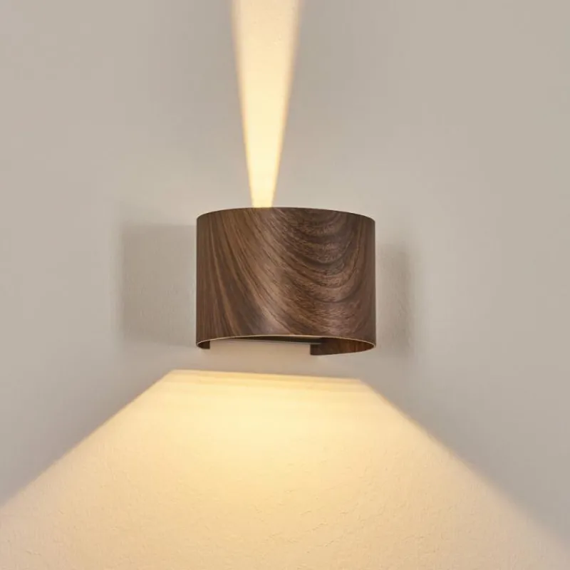 hofstein Tamarin Lampe murale d´extérieur, Luminaire Up & Down, Applique murale LED Couleur bois, Noir, 1 lumière