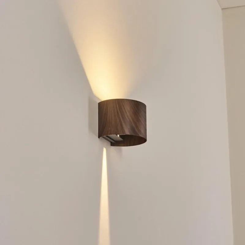 hofstein Tamarin Lampe murale d´extérieur, Luminaire Up & Down, Applique murale LED Couleur bois, Noir, 1 lumière