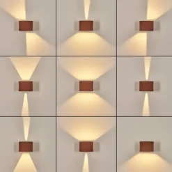 hofstein Tamarin Lampe murale d´extérieur, Luminaire Up & Down, Applique murale LED Rouille, Noir, 1 lumière