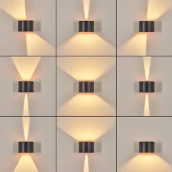 hofstein Tamarin Lampe murale d´extérieur, Luminaire Up & Down, Applique murale LED Cuivre, Noir, 1 lumière