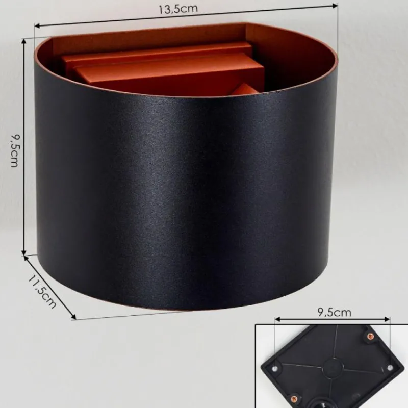 hofstein Tamarin Lampe murale d´extérieur, Luminaire Up & Down, Applique murale LED Cuivre, Noir, 1 lumière