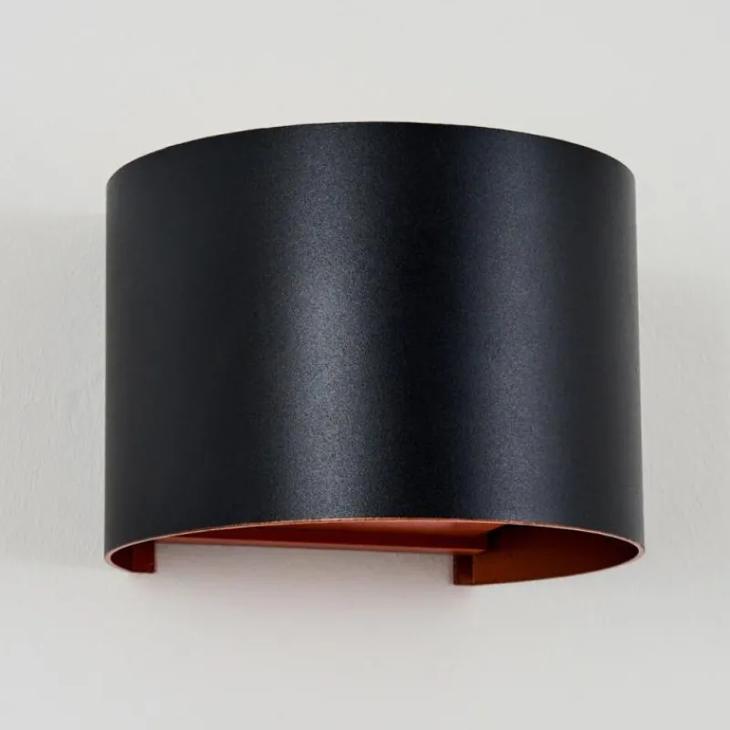 hofstein Tamarin Lampe murale d´extérieur, Luminaire Up & Down, Applique murale LED Cuivre, Noir, 1 lumière