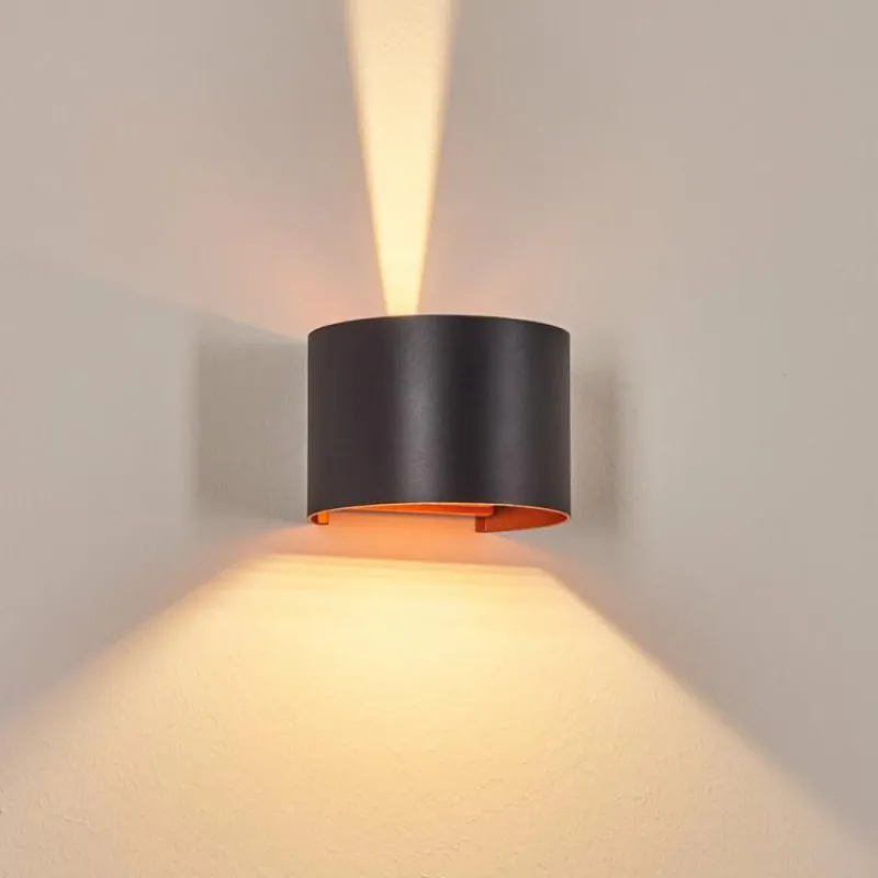 hofstein Tamarin Lampe murale d´extérieur, Luminaire Up & Down, Applique murale LED Cuivre, Noir, 1 lumière