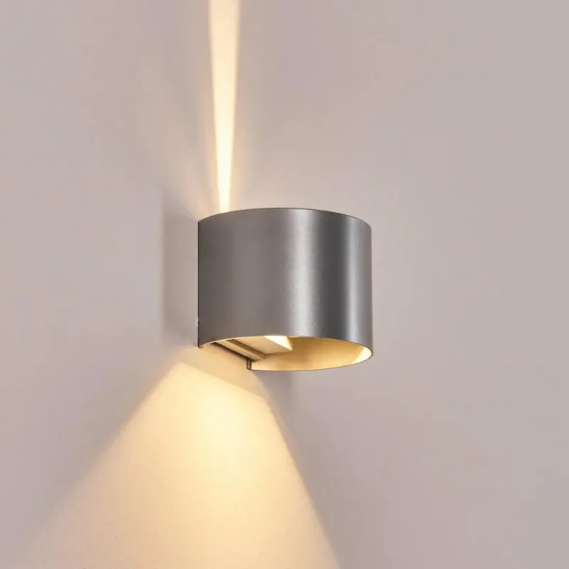 hofstein Tamarin Lampe murale d´extérieur, Luminaire Up & Down, Applique murale LED Argenté, 1 lumière