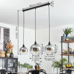 hofstein Tapitapa Suspension, Boule lumineuse Noir, 3 lumières